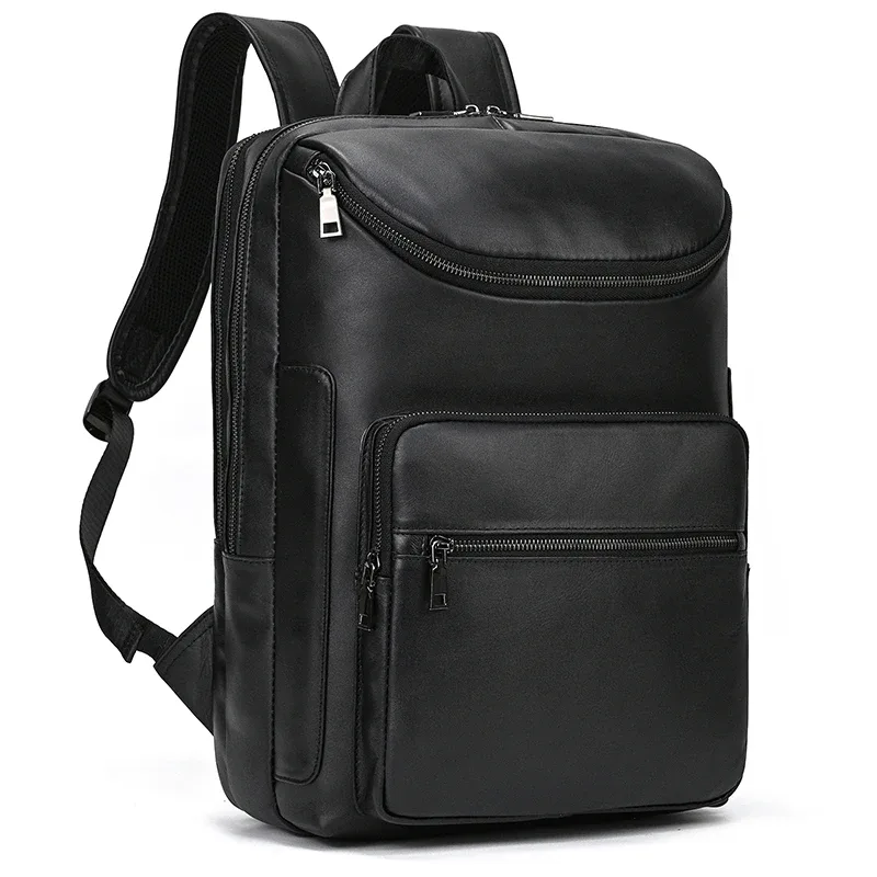 sac dos cuir vache marron cuir véritable poche intérieure zippée bandes support ajustables style décontracté capacité 20 35 litres