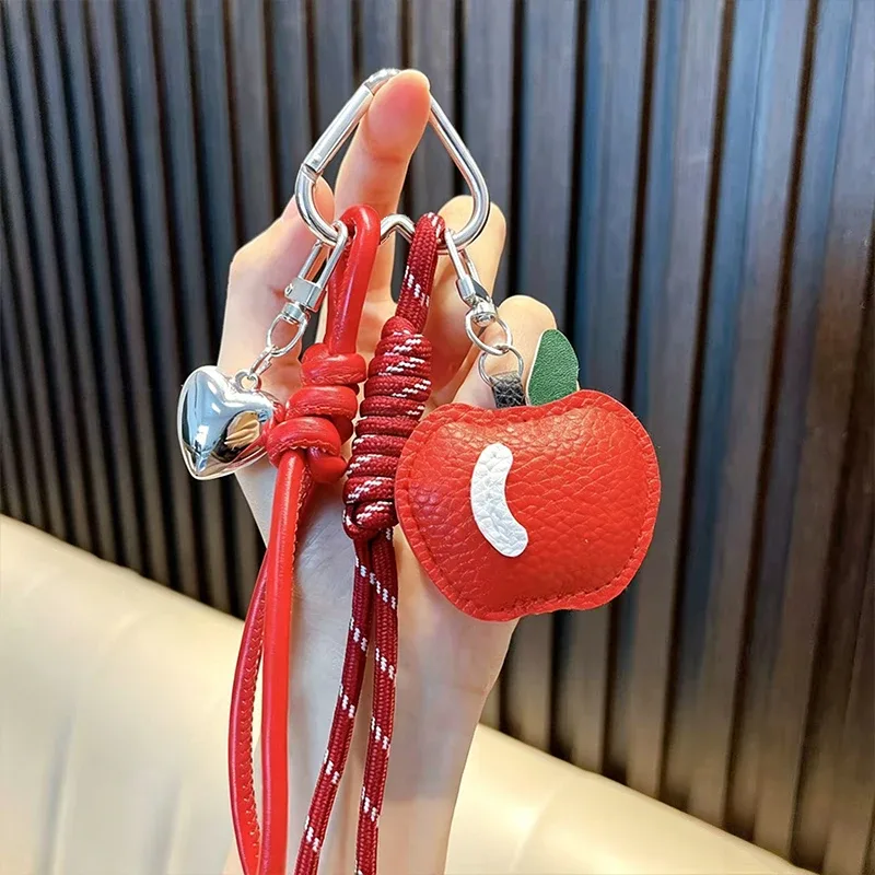 porte-clés pomme en cuir pu, pendentif pour sac à dos, accessoires de mode pour la décoration de sacs