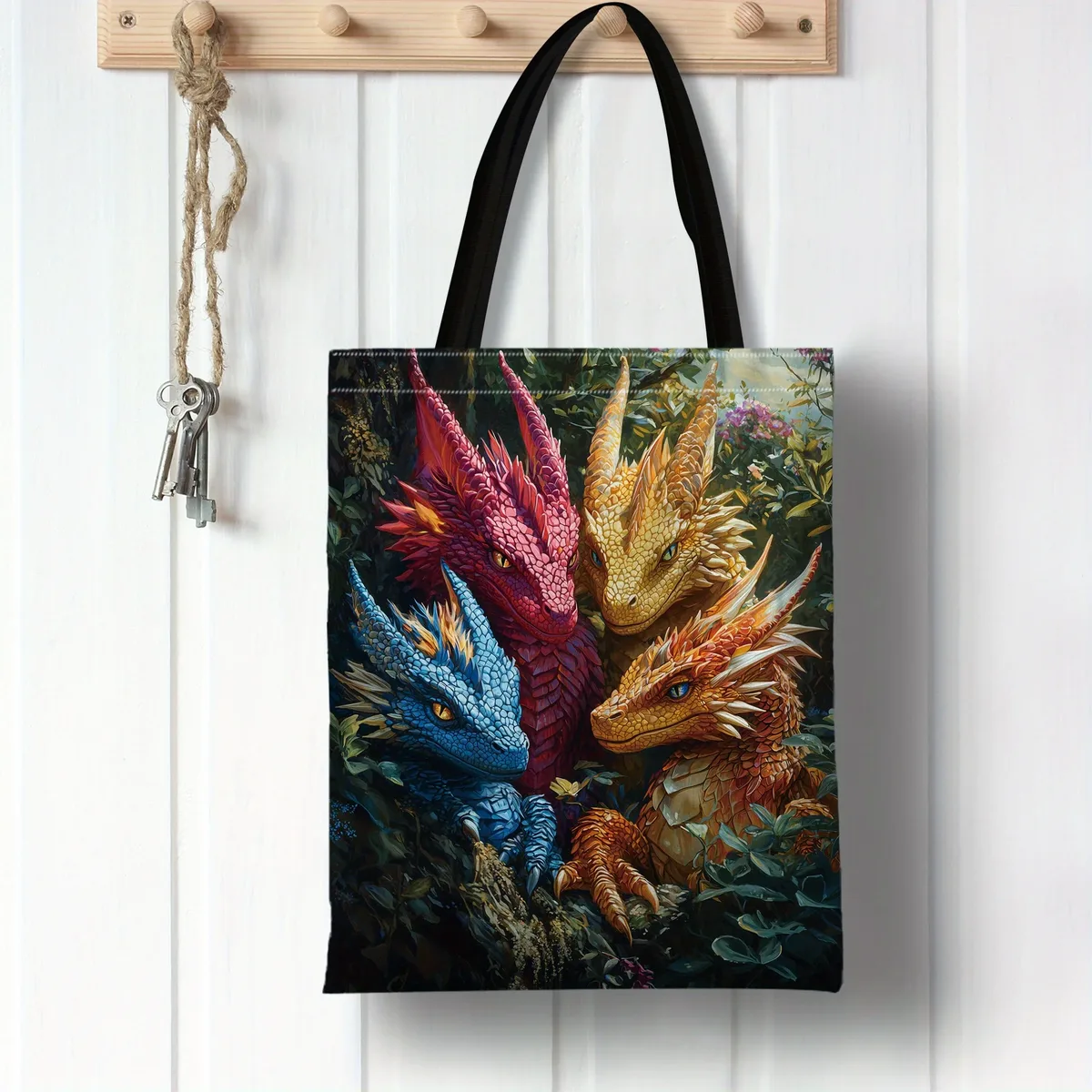 dragon lore bold fantasy dragons sac fourre-tout en polyester durable sac à bandoulière design à la mode shopping et usage quotidien sac à main