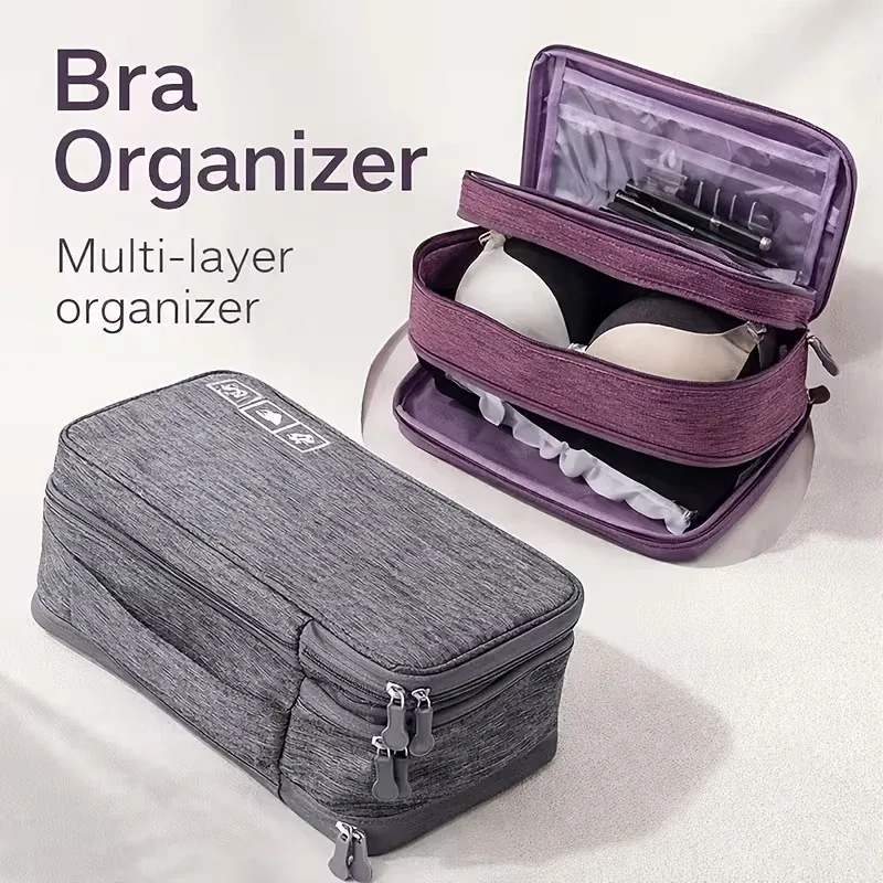 organisateur de sous-vêtements de voyage portable – pliable – sac de rangement à fermeture éclair pour soutiens-gorge, chaussettes et sous-vêtements – organisateur de valise compact