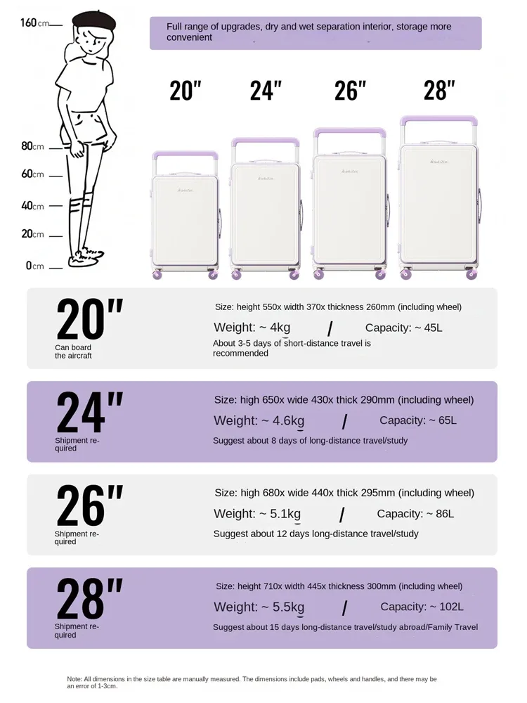 nouvelle valise de voyage 2026 avec cadre en aluminium et poignée large, extensible par fermeture éclair, tailles 20-28 pouces, pour grandes entrepôts (1:9)