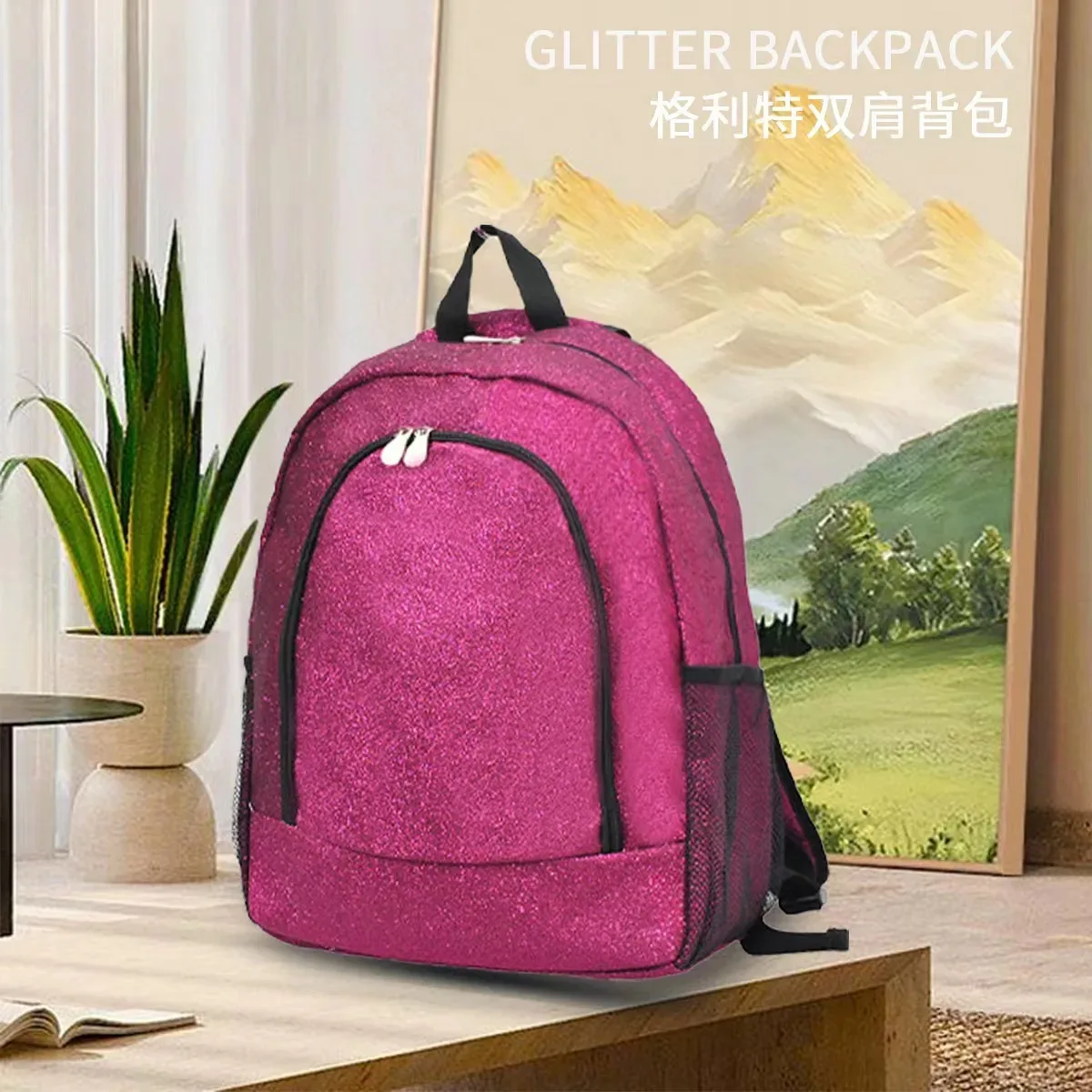 mignon simple sac à dos décontracté simple polyvalent à la mode grille mode rue voyage personnalité sac de rangement dos à paillettes pour les filles