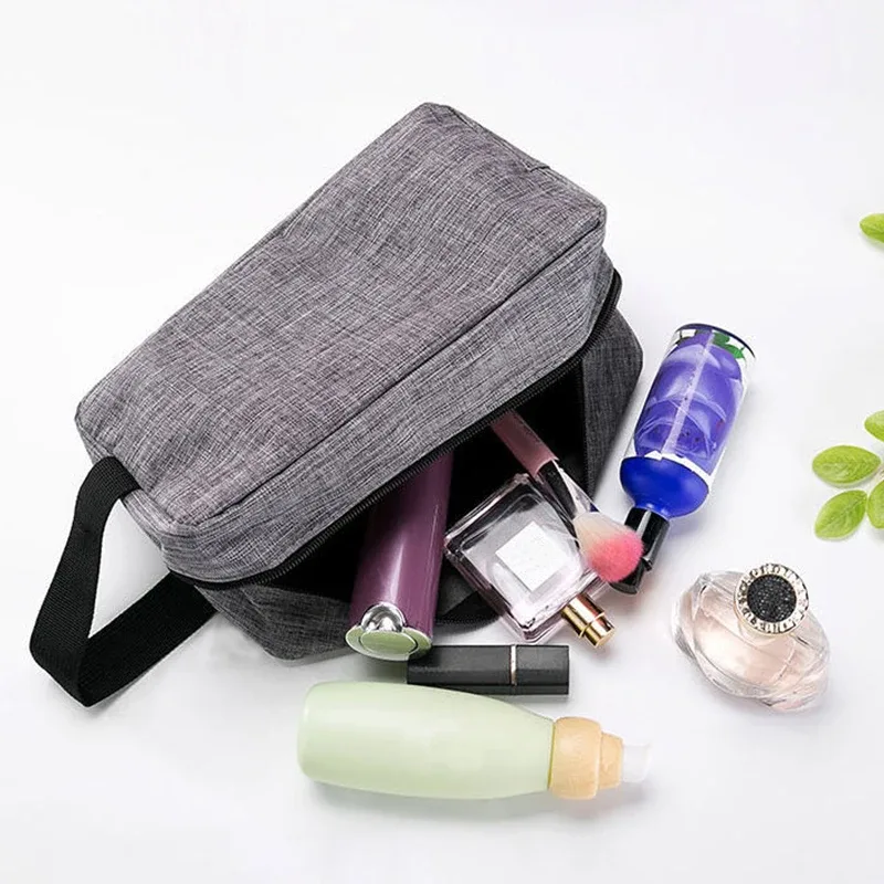 pochette de rangement pour maquillage en tissu oxford durable, sac de toilette de voyage étanche, organisateur de cosmétiques multi-poches pour voyage