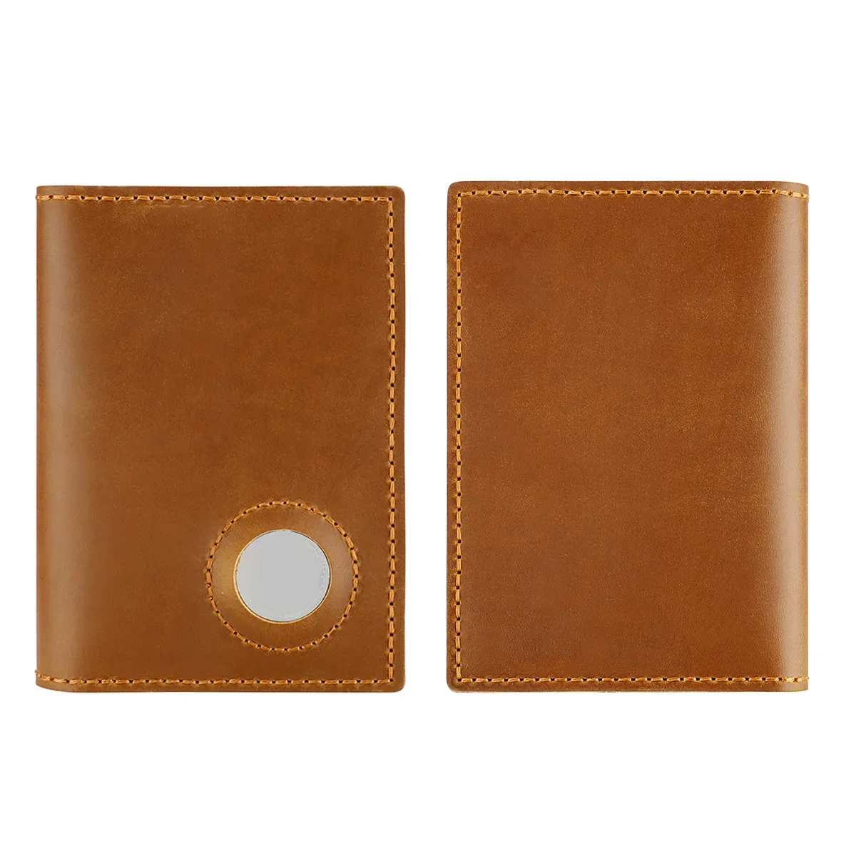 crazy horse – portefeuilles de suivi en cuir, porte-passeport, couverture de passeport pliable en cuir véritable avec fente airtag, indispensable pour le voyage