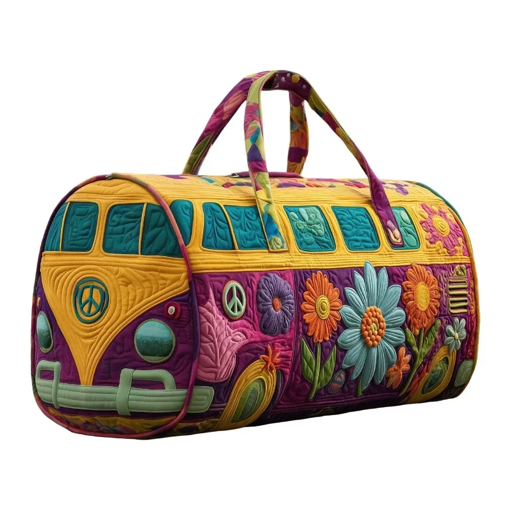 sac de voyage matelassé en coton, style hippie, design 3d, sac de sport, imprimé champignons, motif grenouille, sac de week-end, pour une nuitée