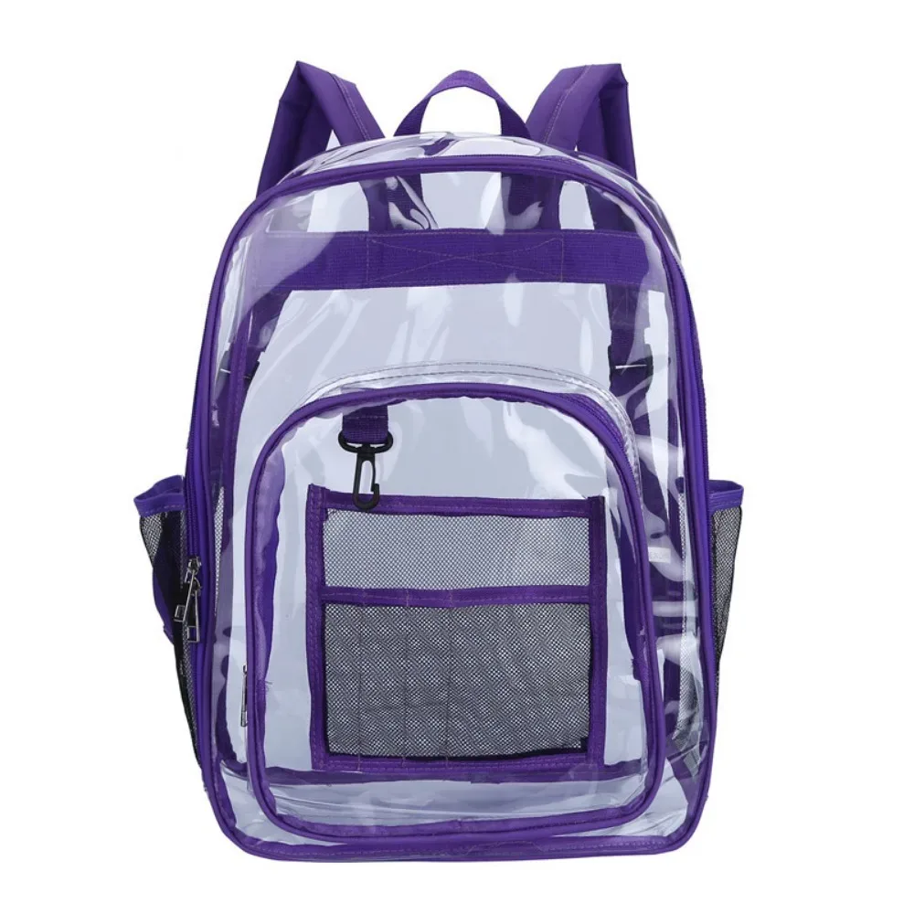 sac à dos transparent en pvc, étanche, grande capacité, sac d'école pour étudiants, multi-poches, sac à bandoulière transparent de style coréen, voyage