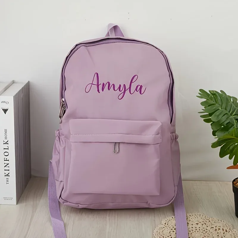 sac à dos en nylon personnalisé avec nom personnalisé, sac pratique léger, cadeau idéal pour la saison scolaire, utilisation quotidienne, activités de plein air
