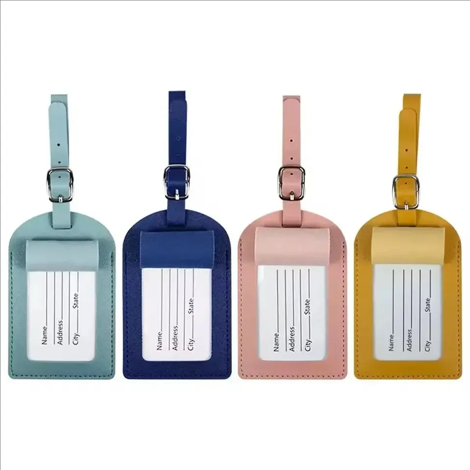 étiquette de bagage de voyage en cuir pu épaisse avec marquage à chaud, étiquette de sac à main, couverture de passeport