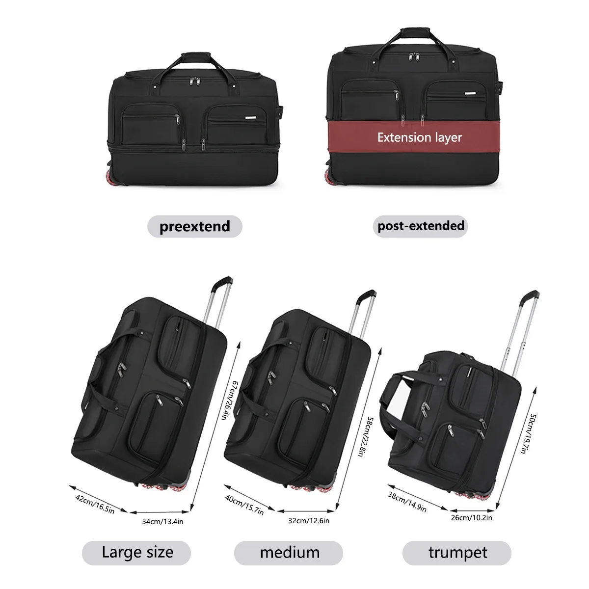 nouveau sac de voyage tendance 2026 grande capacité pour femme, sac de sport pour homme, sac de voyage imperméable, sac à roulettes, sac polochon