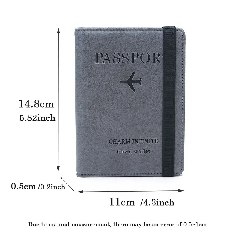 porte-passeport de voyage pour femmes et hommes, étui de protection rfid en cuir pu, porte-carte d'identité de crédit, portefeuille de protection pour billets