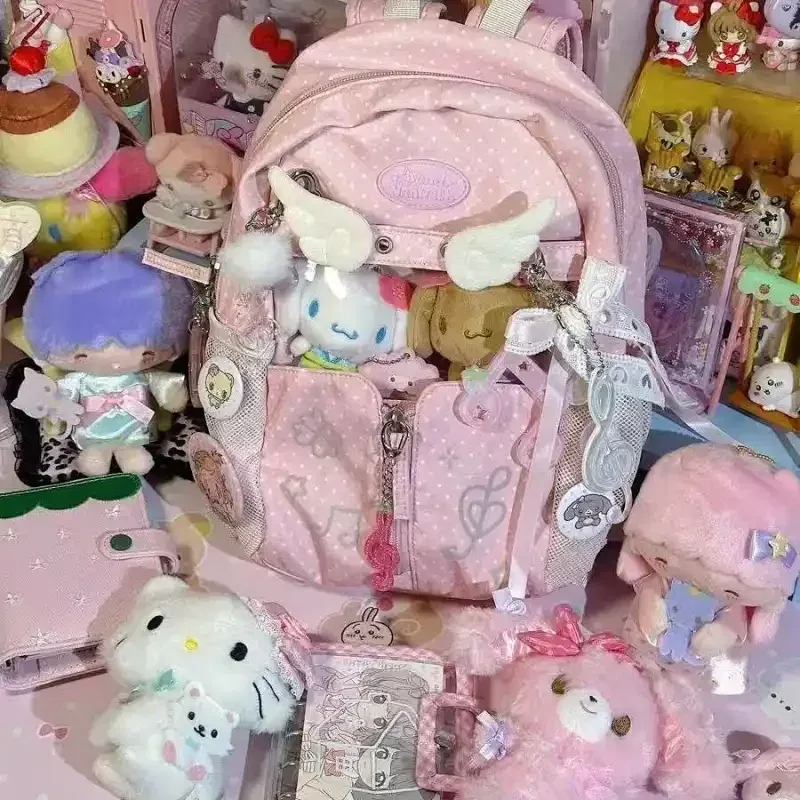 sac à dos harajuku ulzzang y2k ita bag à pois et étoiles, style décontracté et polyvalent, grande capacité pour femme