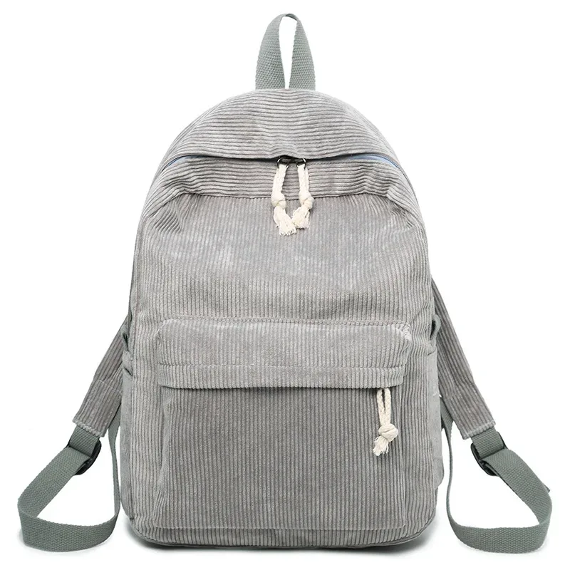 sac à dos simple en velours côtelé pour femmes, grande capacité, sacs d'école pour filles, sac de voyage portable pour adolescents, livre pour ordinateur portable