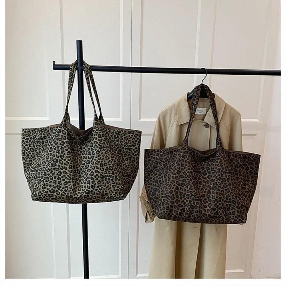 sac à bandoulière imprimé léopard tendance, grande capacité, sac fourre-tout pour femme, sac sous le bras texturé, sac bandoulière