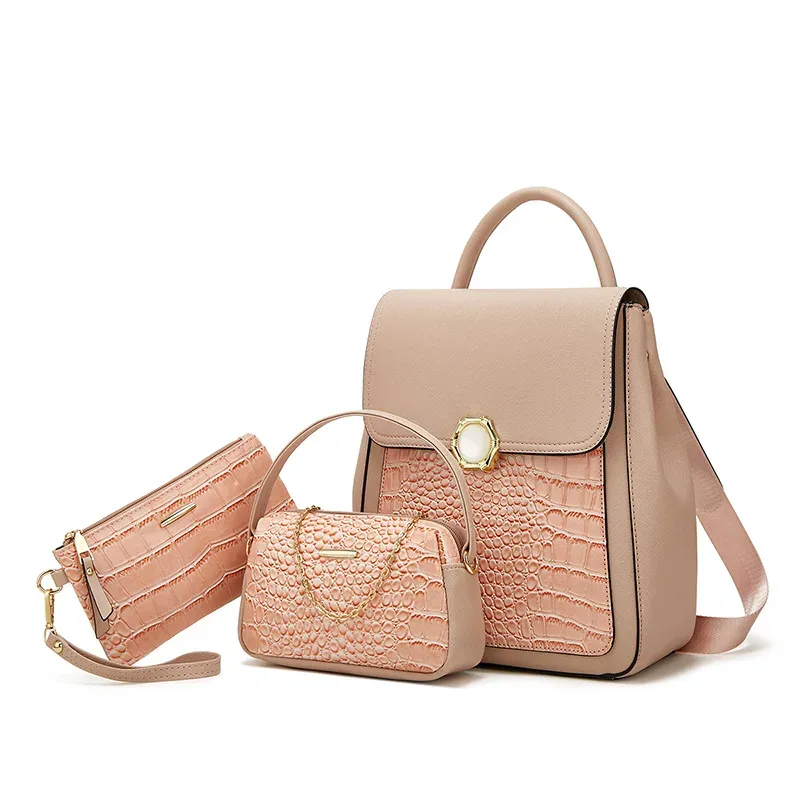 sac dos cuir synthétique motif crocodile couleur noir beige bleu marron rose voyage femme scolaire ultralight