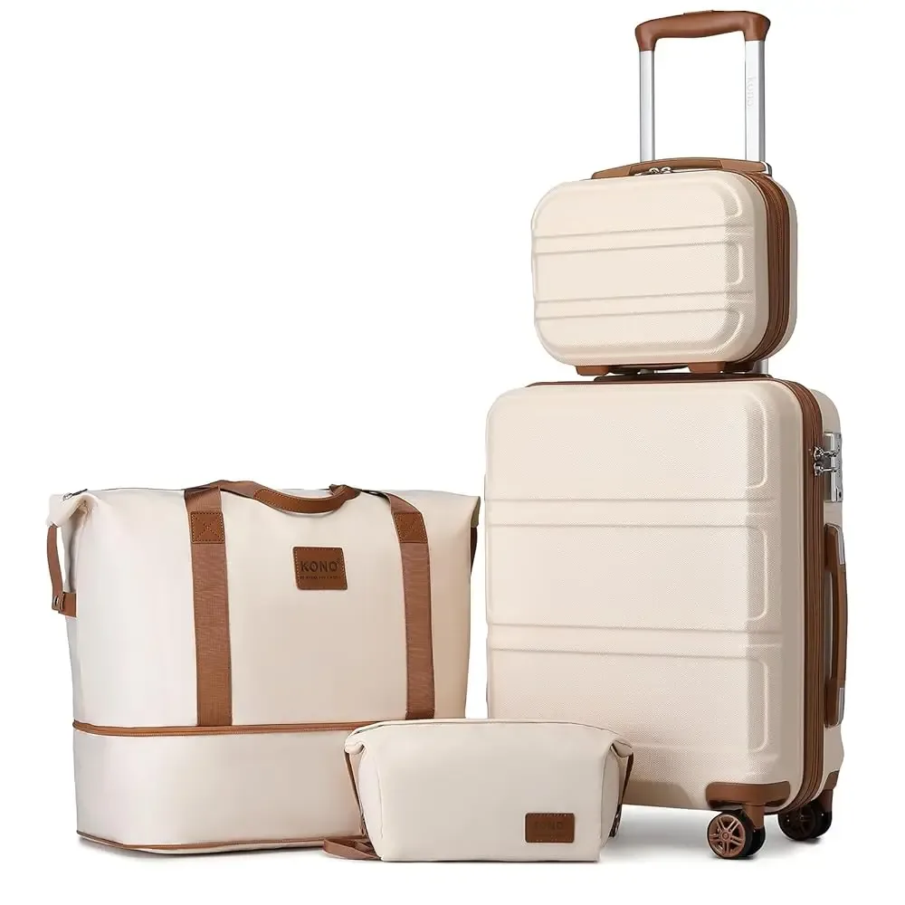 kono ensemble de valises 4 pièces, bagage à main 55 cm trousse de beauté trousse à cosmétiques trousse de voyage trousse de toilette de voyage