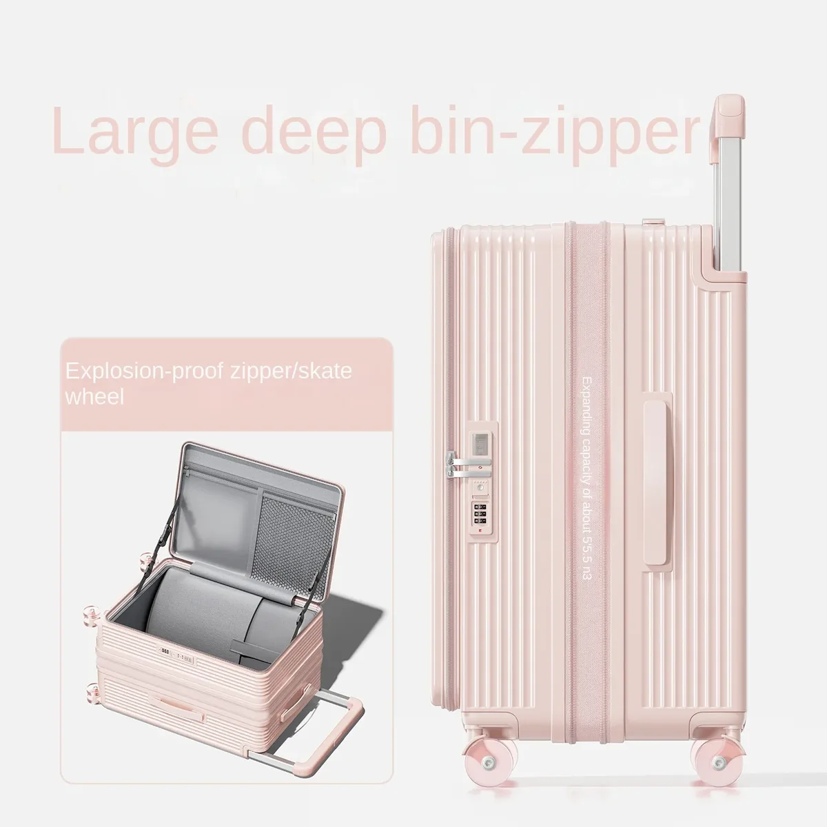nouvelle valise de voyage 2026 avec cadre en aluminium et poignée large, extensible par fermeture éclair, tailles 20-28 pouces, pour grandes entrepôts (1:9)