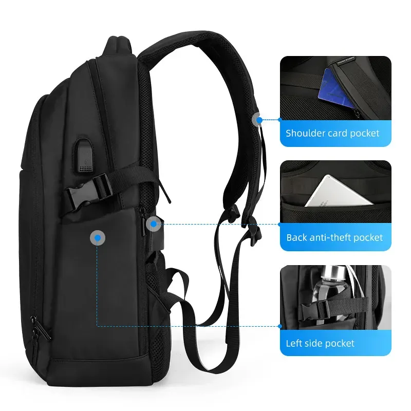 sac à dos pour homme mark ryden, imperméable, pour ordinateur portable 15,6 pouces, poches multi-couches, sac à dos d'école avec chargement usb, sac à dos de voyage, mochilas