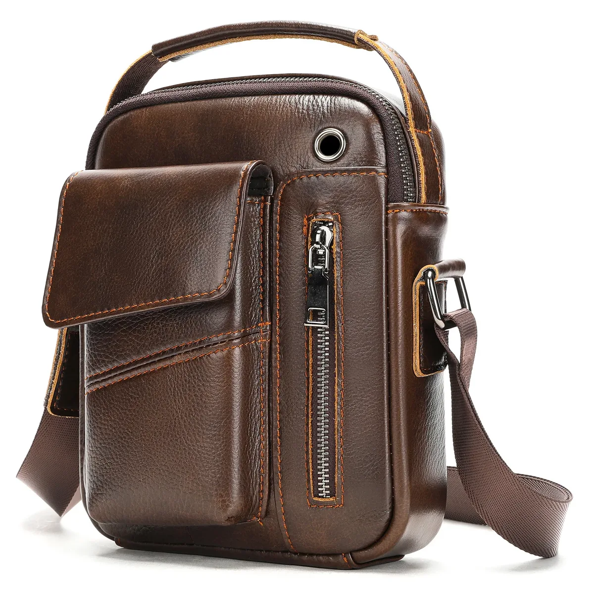nouveau sac à bandoulière en cuir de vache pour hommes décontracté grande capacité sac à bandoulière pour hommes