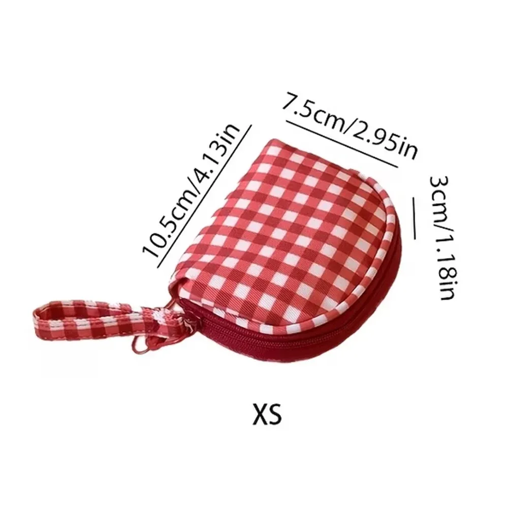 mini trousse de toilette rétro à carreaux rouges, légère et portable avec sangle de poignet et poignée, grande capacité avec fermeture à glissière, adaptée pour la salle de sport et l'usage quotidien