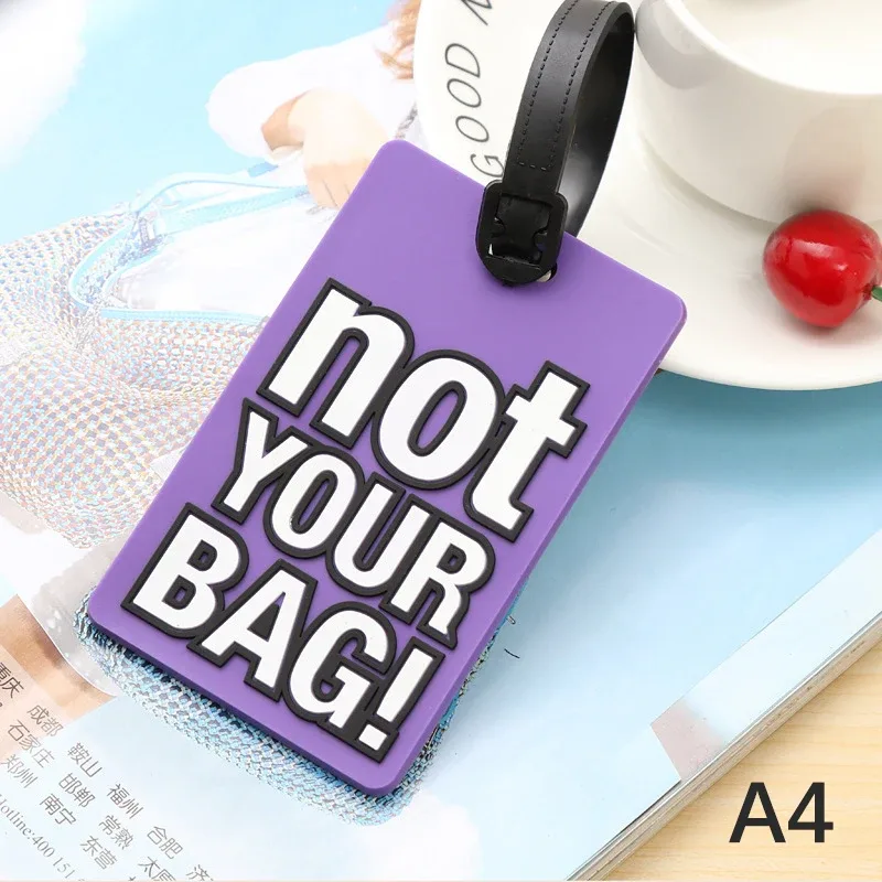 étiquettes de bagage en silicone de style dessin animé, étiquette de voyage portable, étiquette de valise, lettre créative, pas votre sac, accessoires de voyage mignons, mode