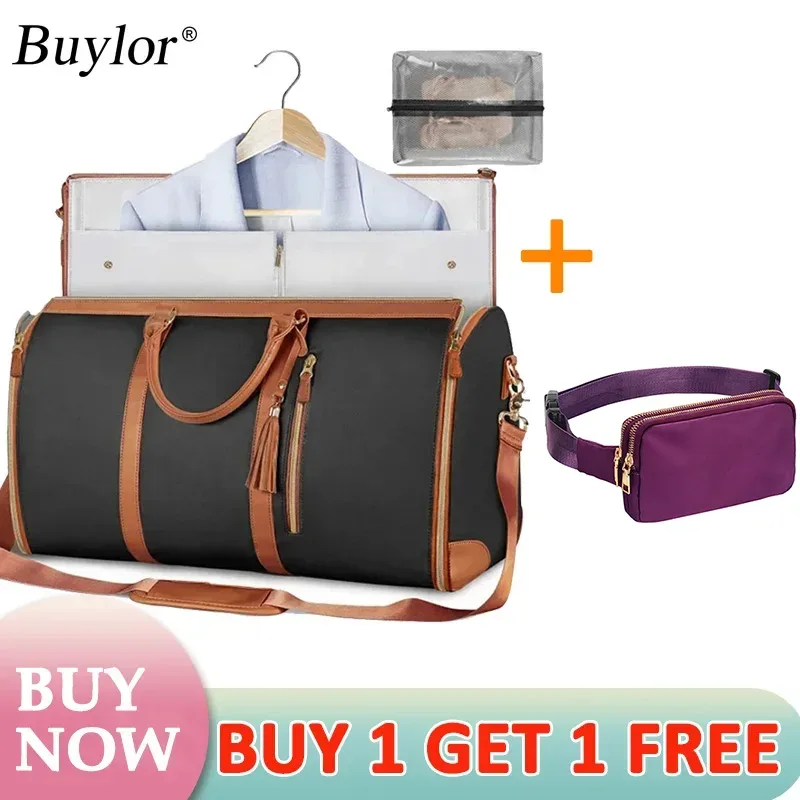 sac voyage polyester rose marron pliable extensible femelle polyvalent grande capacité résistant eau hand bagage fitness voyage suit storage