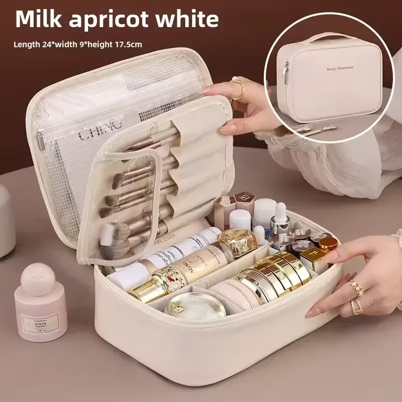sac à cosmétiques pour femmes, trousse de maquillage à double couche, grande capacité, organiseur de cosmétiques de luxe, essentiels de voyage, sac à cosmétiques pour femmes