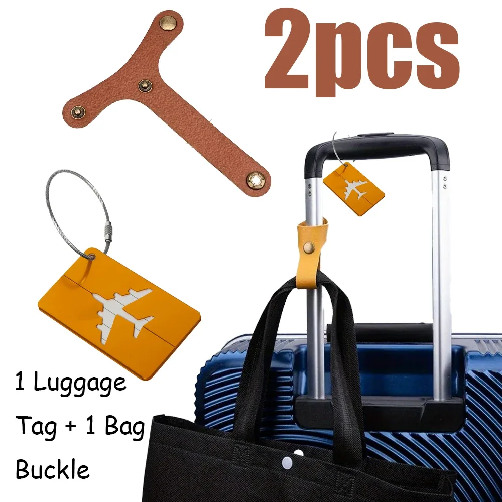 étiquette bagage métal marron doré voyage affaires vacances identification bagage poignée fixation facile transport pratique portable sécurisation sac main
