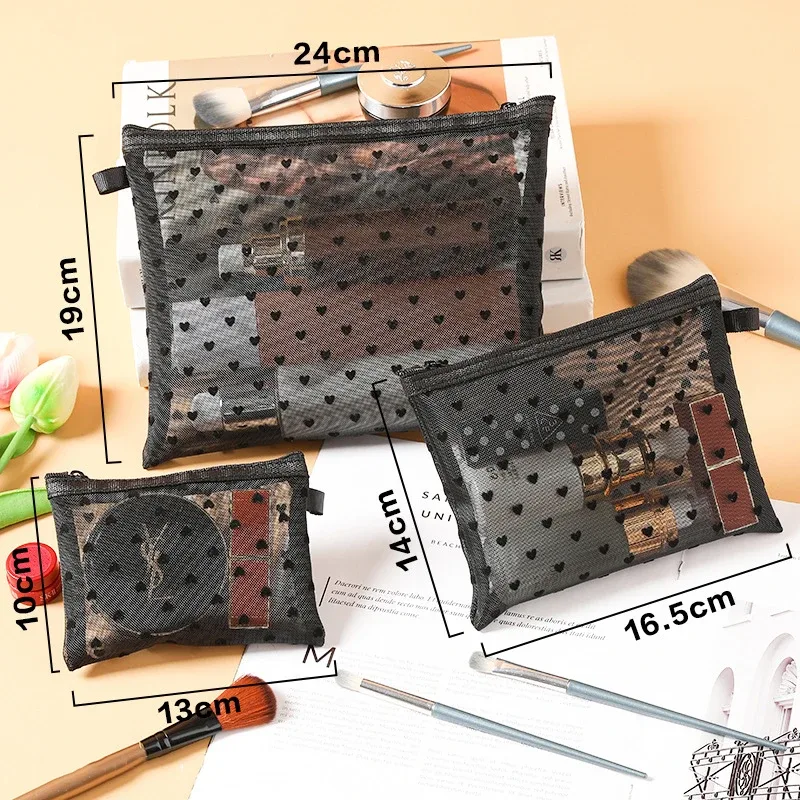 1 pièces mini sac de maquillage coeur transparent femmes portable rouges à lèvres pochette de rangement cosmétique ins clair ctue petit sac de maquillage