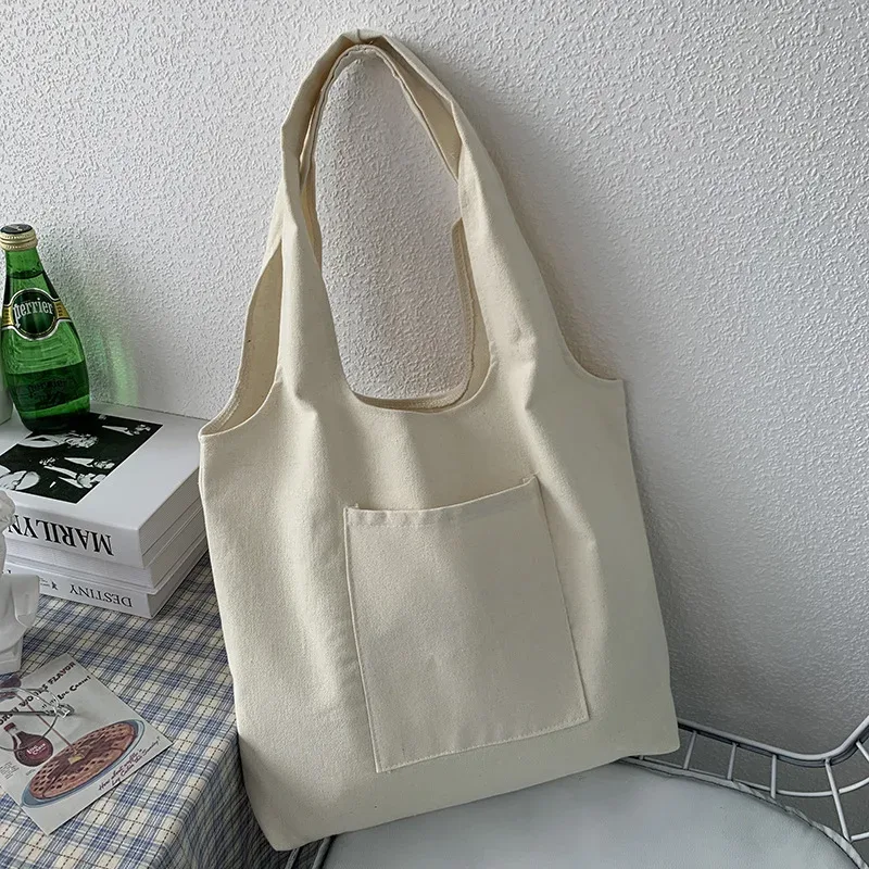 sac fourre-tout en toile personnalisé avec impression, sac avec logo personnalisé, poche avant, sac à bandoulière en coton réutilisable pour le shopping, l'école, les voyages