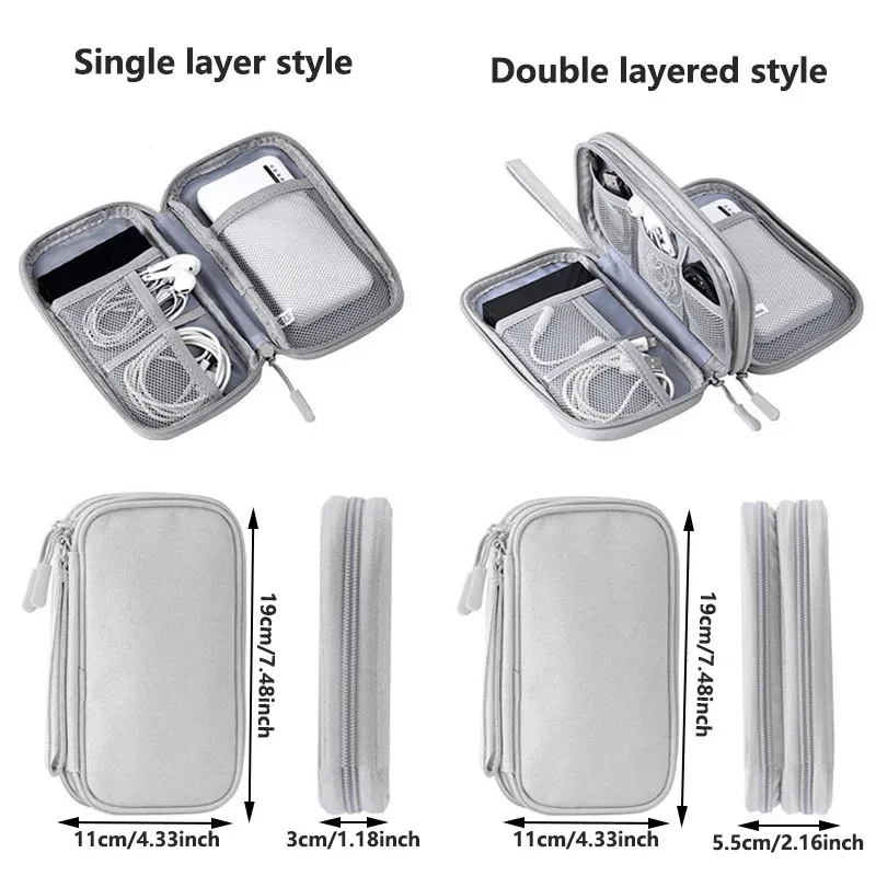 sac de rangement multi-couches pour accessoires numériques, anti-poussière, pour alimentation électrique, disque dur, batterie externe et câbles de données