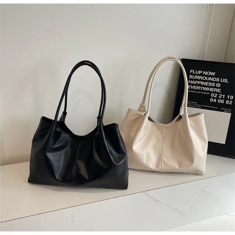 sac à main pour femme tendance, grande capacité, sac fourre-tout pour les trajets quotidiens, sac à bandoulière pour femme, sac à main en cuir pu souple noir, shopping