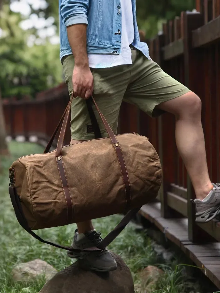 sac de voyage pliant rétro de grande capacité, sac à bandoulière portable étanche pour fitness en plein air