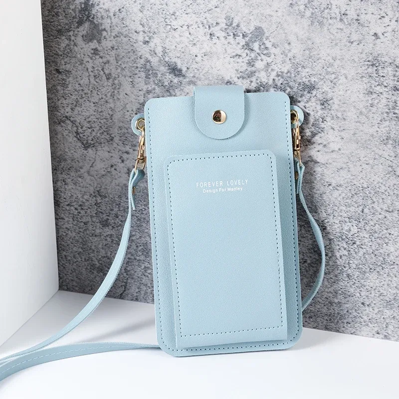 sac à bandoulière simple de couleur unie pour femmes, sac en bandoulière pour téléphone portable, portefeuille pour cartes de permis de conduire, nouvelle collection 2024