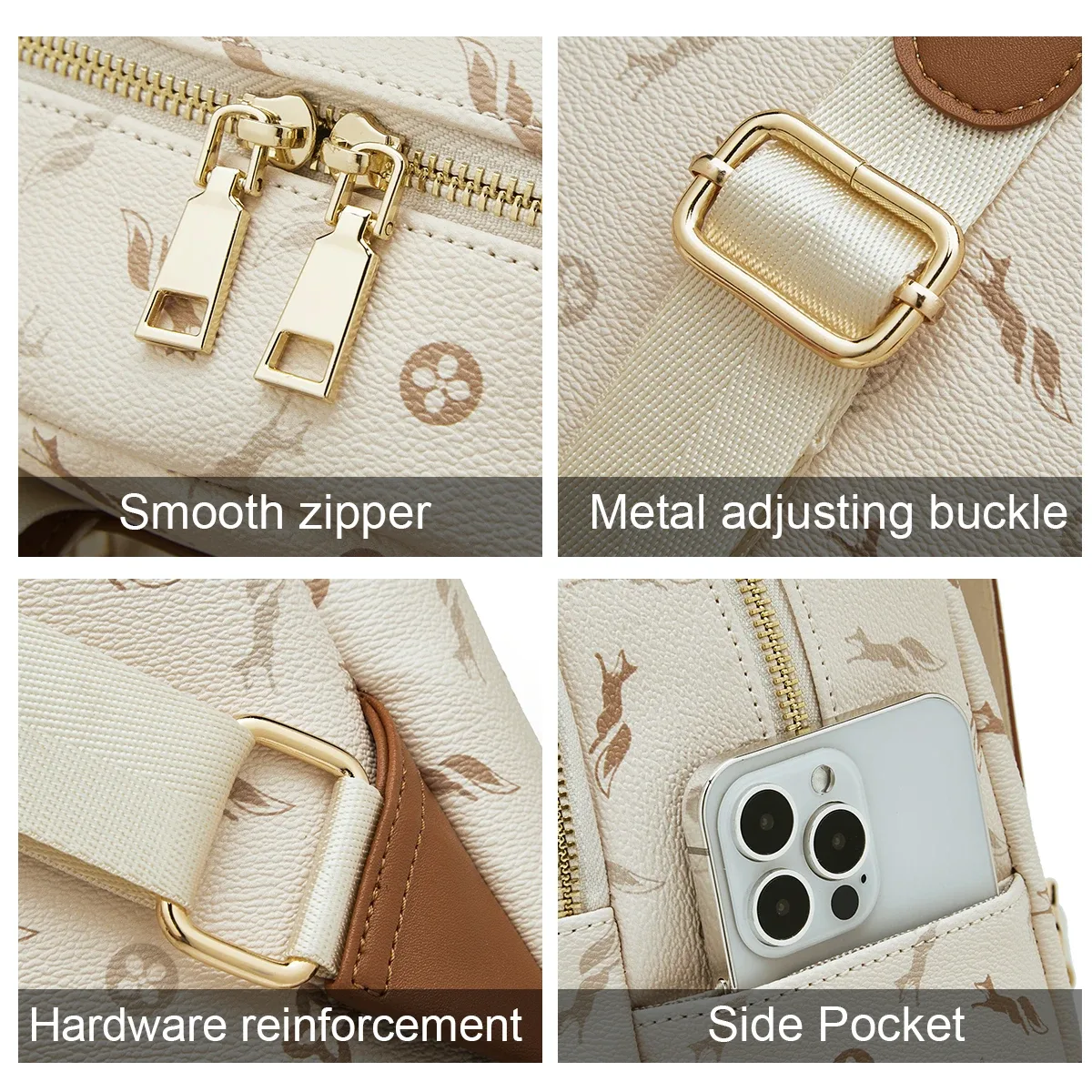 foxer-sac à dos monogramme pour femme, sac à dos de voyage pour femme, impression signature pvc, mode initiée, sac à dos décontracté pour femme
