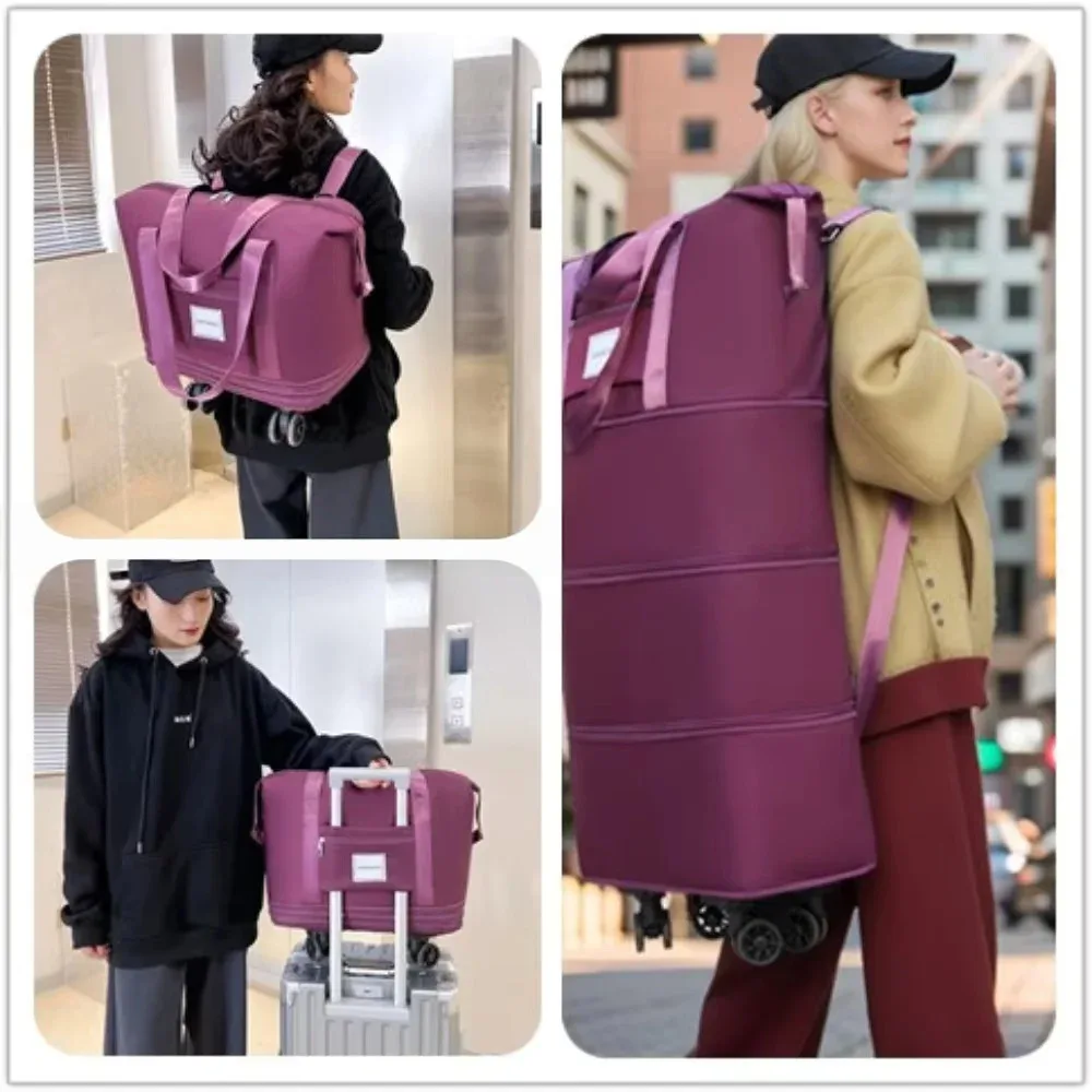 Sac de voyage sac à dos grande capacité démontage roue universelle sac de rangement bagages Portable Double couche sac vérifié avec roue