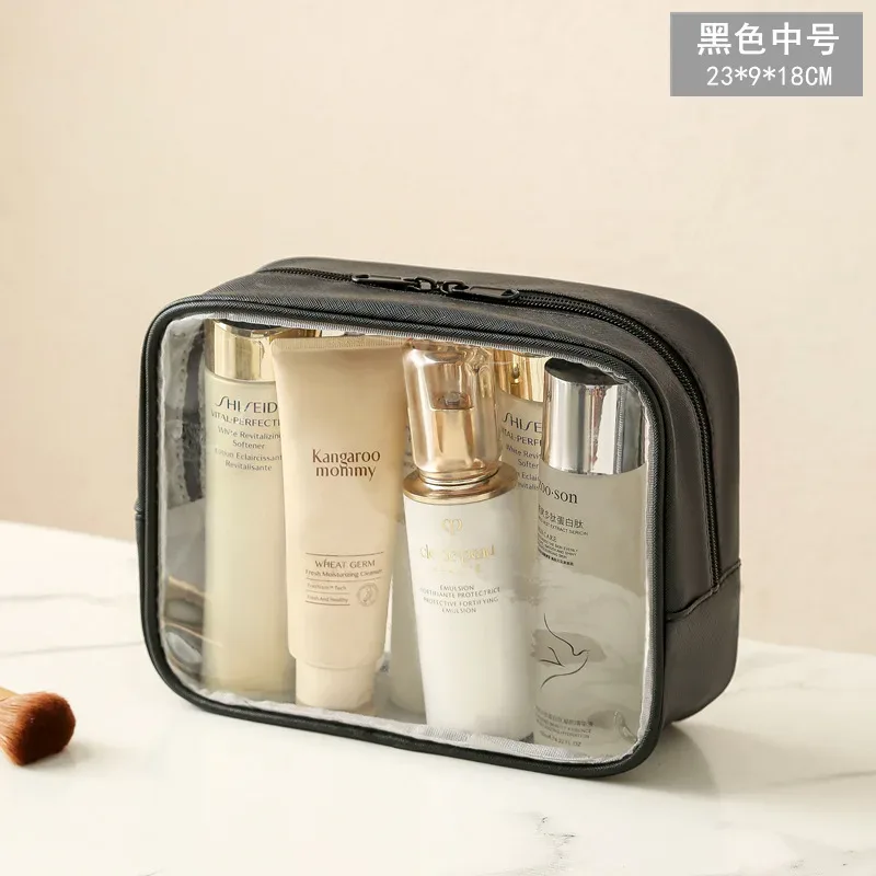 sac cosmétique transparent pour femmes, organiseur de maquillage en pvc transparent avec fermeture éclair, étui de rangement portable pour articles de toilette de voyage