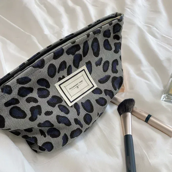 trousse à cosmétiques de beauté florale pour femme, trousse de maquillage, broderie coréenne, velours côtelé, grand sac de rangement de lavage et de toilette, poudres, voyage