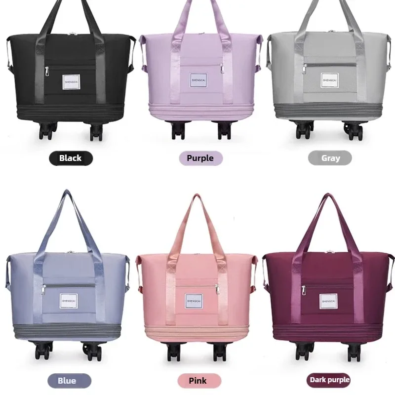 sac de voyage sac à dos grande capacité démontage roue universelle sac de rangement bagages portable double couche sac vérifié avec roue