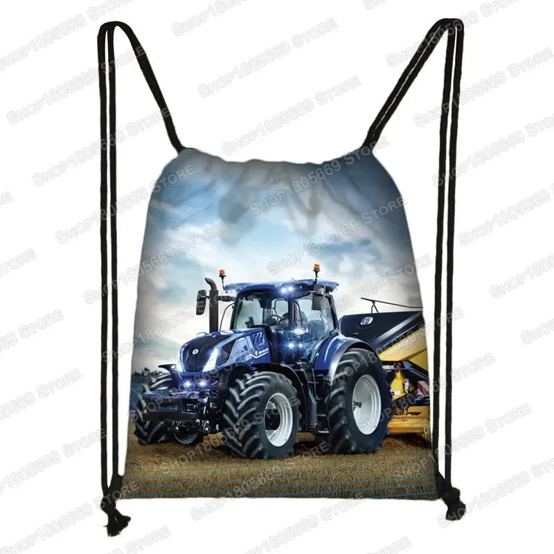 sac à dos à imprimé tracteur pour enfant, sac à dos avec cordon de serrage pour garçon et fille