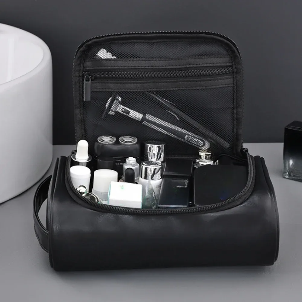 trousse de toilette de voyage de haute qualité pour femmes et hommes, sacs à cosmétiques rétro en cuir pu, trousse de maquillage de voyage étanche