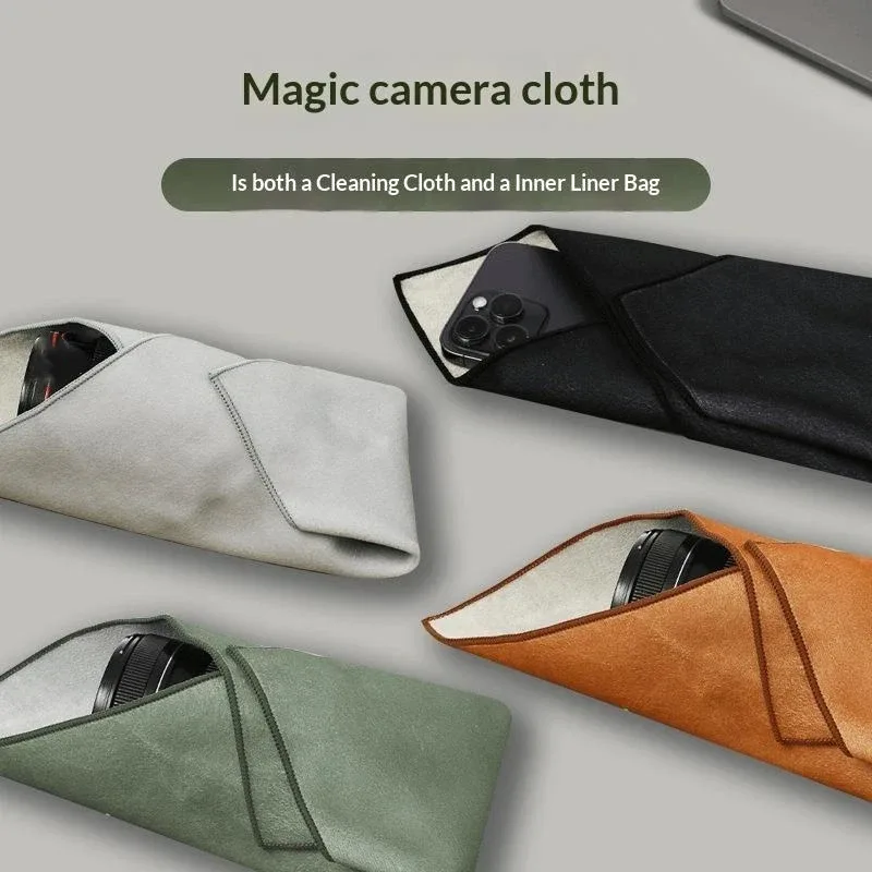 sac de rangement pliable auto-adhésif pour appareil photo, tissu d'emballage en peluche, enveloppe de protection pour appareil photo, anti-rayures