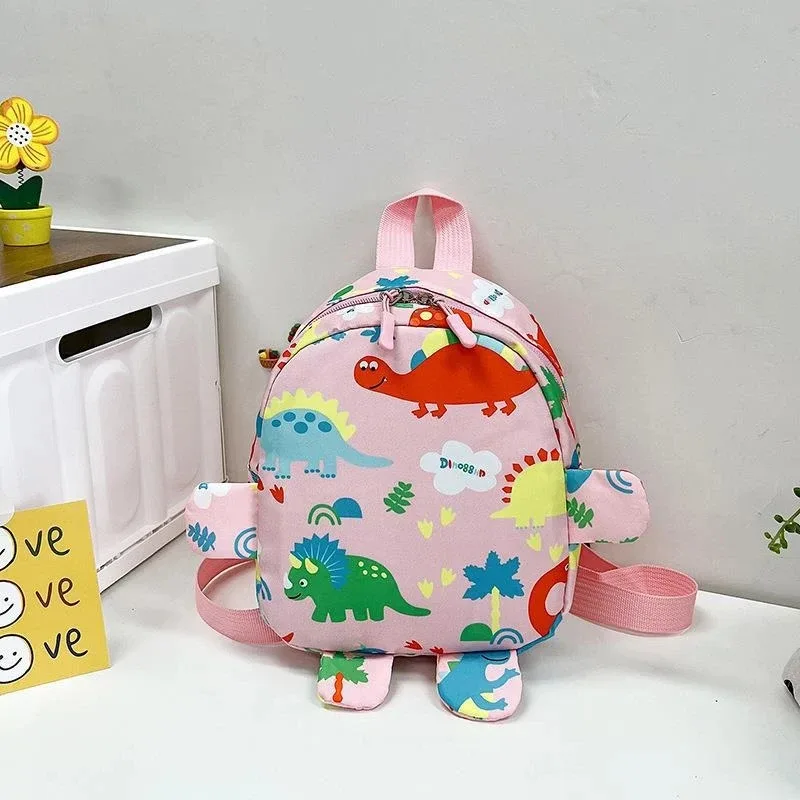 sac à dos imprimé pour enfants de maternelle, motif dinosaure et petits animaux, sac à dos double en toile pour garçons et filles, idéal pour la rentrée scolaire.