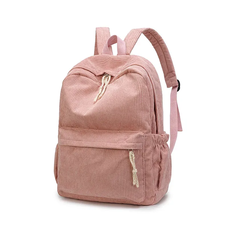 sac dos velours cotelé rayures verticales bandoulière arquée poche limon grande capacité voyage décontracté unisexe polyester doublure