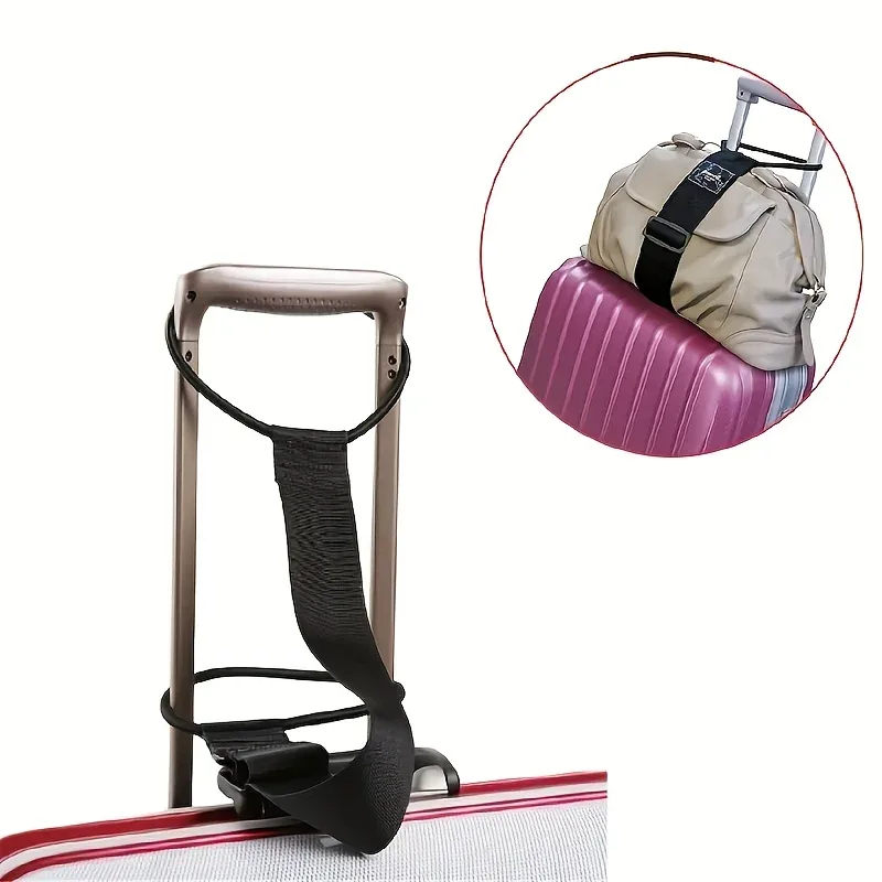 sangle bagage multifonctionnelle polyester noire anneaux extremite fixation transport sac valise chariot voyage antivol réglable