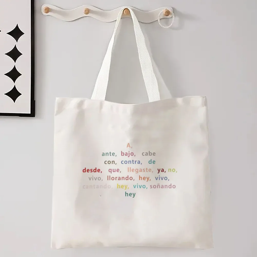 femmes espagnoles sac à bandoulière graphique harajuku shopper sacs grande capacité toile fourre-tout sac à main sans fermeture éclair eco décontracté fille sacs à main