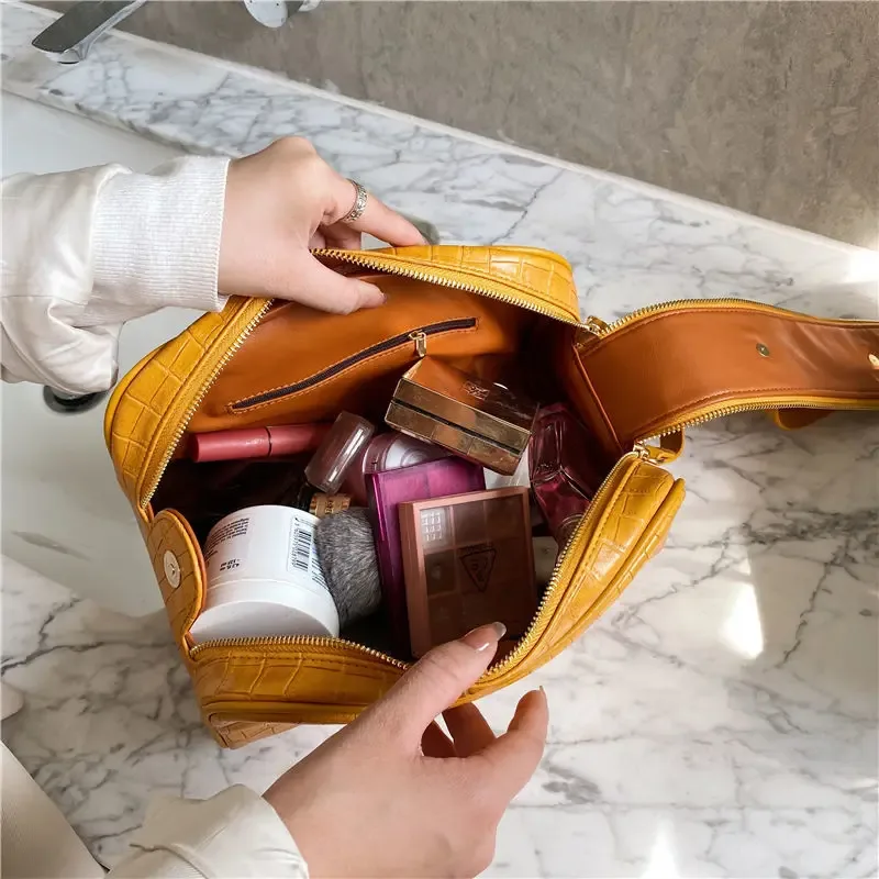 sac de rangement cosmétique de grande capacité pour femme, sac de toilette étanche, sac à main de lavage simple, trousse de maquillage portable, évaluation de voyage