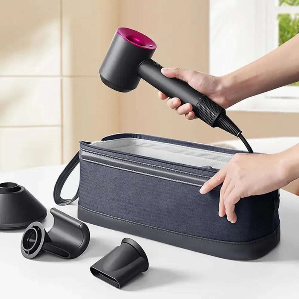 sac de transport pour sèche-cheveux en pu, organisateur de maquillage portable, sac de rangement étanche pour protection du sèche-cheveux, étui pour sèche-cheveux dyson
