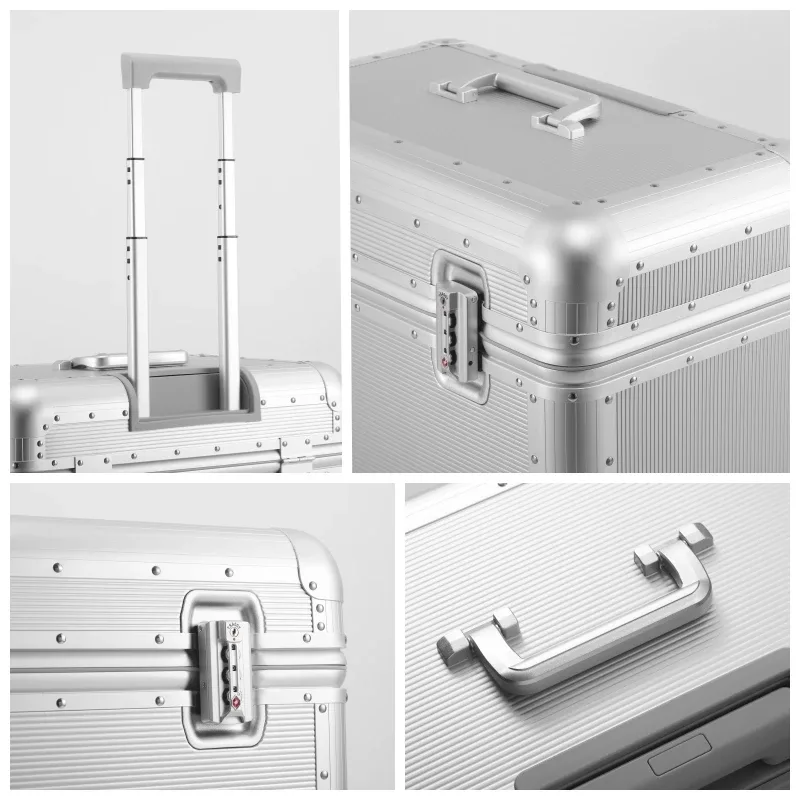 valise à ouverture supérieure en alliage aluminium-magnésium, boîte à outils pour photographe, bagage de voyage à roulettes avec serrure tsa 18/20/22 pouces