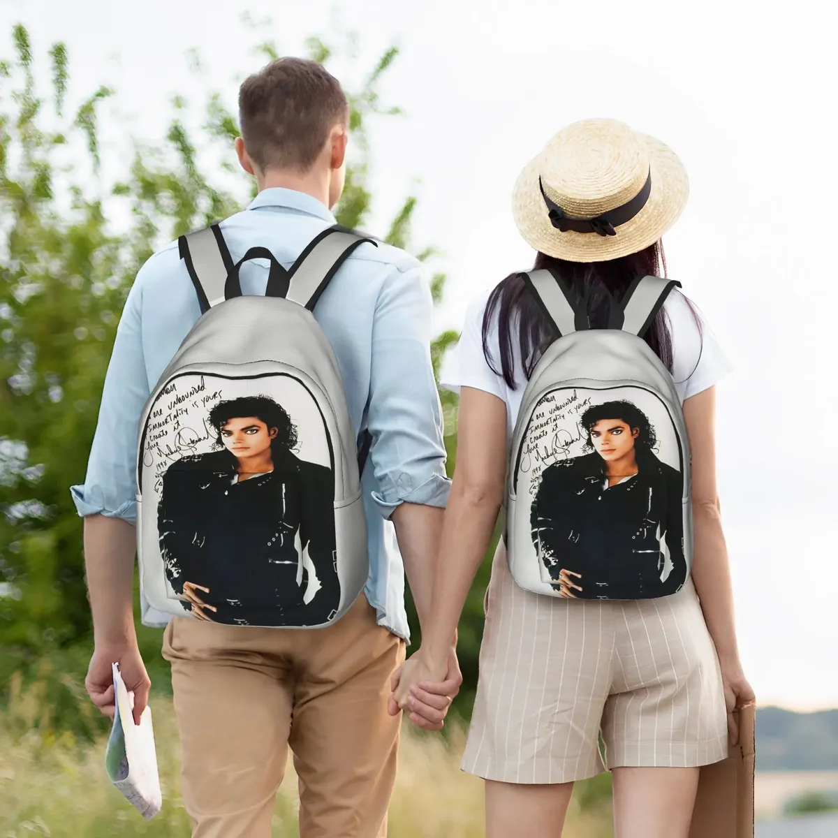 sac à dos vintage de la collection « retour à l’école », style pop, avec l’effigie de michael jackson, idéal pour les étudiants et pour ranger les collations.
