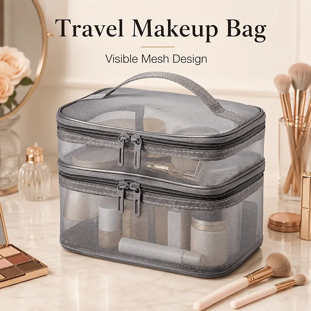 sac de rangement en maille de grande capacité, sac de tri pour cosmétiques/articles de toilette, voyage, rentrée scolaire, noël, cadeau de vacances